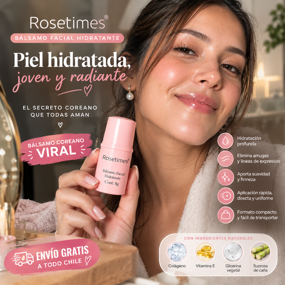 ADIÓS LÍNEAS DE EXPRESIÓN: Balsamo Facial Coreano Rosetimes (Producto Viral)