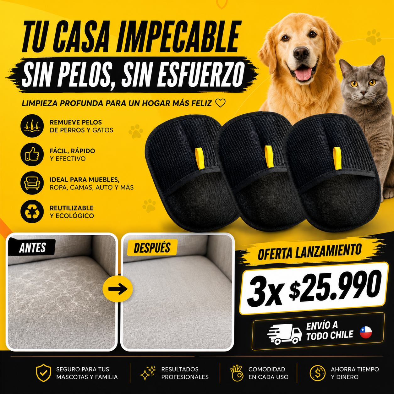 ¡ADIÓS A LOS PELOS DE TU MASCOTA! ROPA Y SILLONES SIEMPRE LIMPIOS🔥
