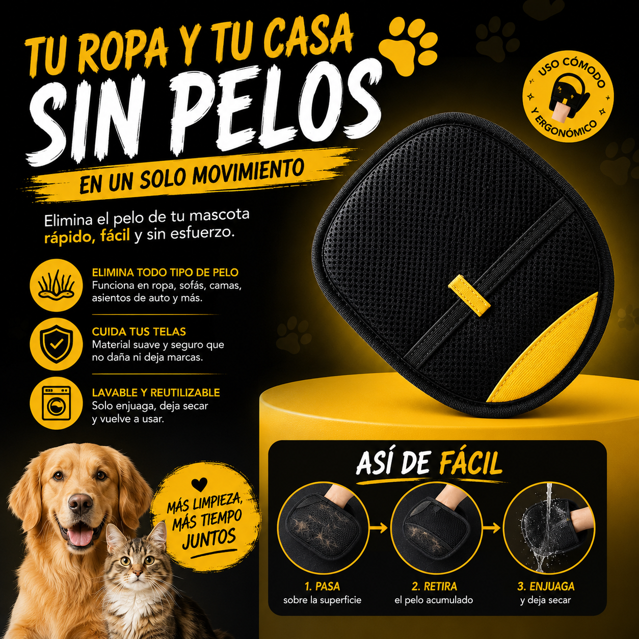 ¡ADIÓS A LOS PELOS DE TU MASCOTA! ROPA Y SILLONES SIEMPRE LIMPIOS🔥